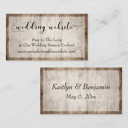 Rustikales hellbraunes Holz, Angaben zur Website f Begleitkarte (Vorne/Hinten)