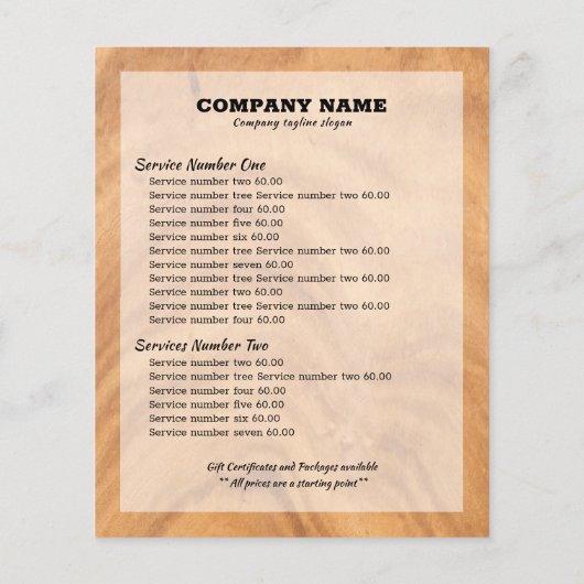 Rustikales hellbraunes Holz Flyer (Hinten)