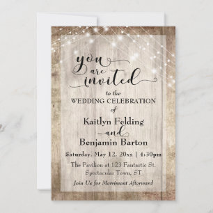 Rustikales, hellbraunes Holz mit leichten Linien,  Einladung