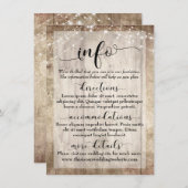 Rustikales hellbraunes Holz mit Licht, Hochzeitsin Begleitkarte (Vorne/Hinten)