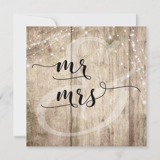 Rustikales hellbraunes Holz mit Licht, Hochzeitsin Einladung (Rückseite)