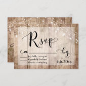 Rustikales hellbraunes Holz und Lichter Hochzeit R RSVP Karte (Vorne/Hinten)