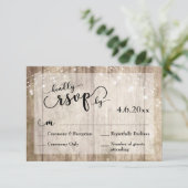 Rustikales hellbraunes Holz und Lichter Hochzeit R RSVP Karte (Stehend Vorderseite)