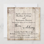 Rustikales hellbraunes Holz und weiße Lichter Hoch Einladung (Vorderseite)