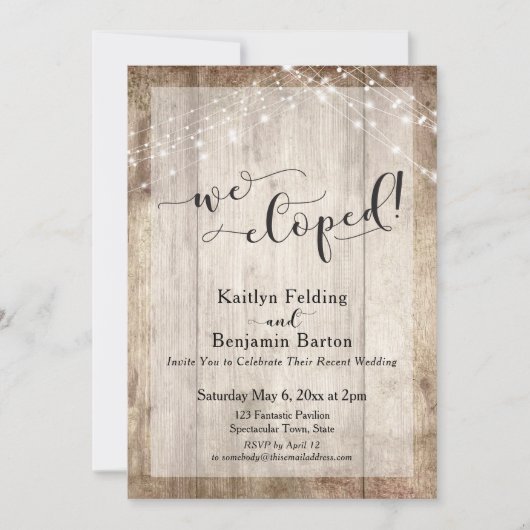 Rustikales, helles Holz und Licht, wir gepeitscht, Einladung (Vorderseite)