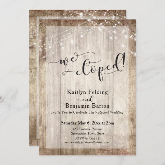 Rustikales, helles Holz und Licht, wir gepeitscht, Einladung (Vorne/Hinten)