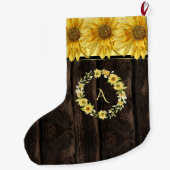Rustikales, hellgelbes Sonnenblumenmonogramm Großer Weihnachtsstrumpf (Rückseite)