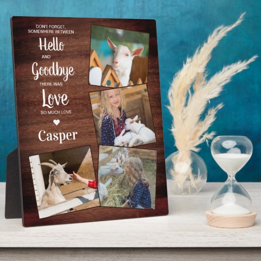 Rustikales Hello Goodbye Pet Memorial Keepake 4 Fo Fotoplatte (Seite)