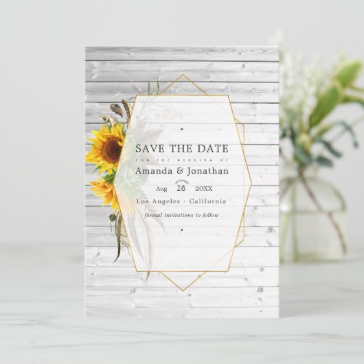 Rustikales Herbarium Bohemische Hochzeit Save The Date (Stehend Vorderseite)