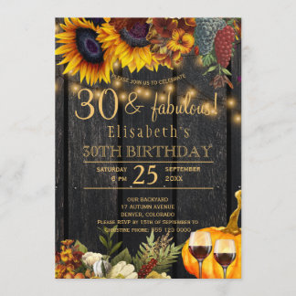 Rustikales Herbst 30 und fabelhaftes Party 30. Geb Einladung