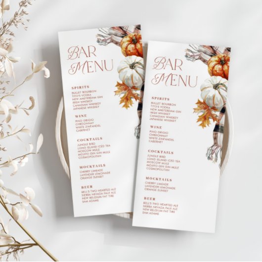 Rustikales Herbst 4x9 Bar Drink Menu Menükarte