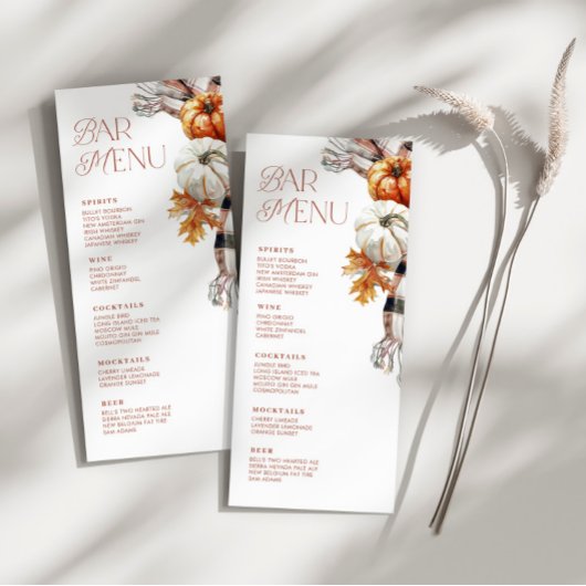 Rustikales Herbst 4x9 Bar Drink Menu Menükarte