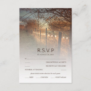 Rustikales Herbst-Bauernhof-Land-Hochzeit im RSVP Karte