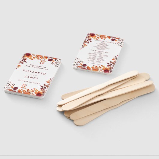 Rustikales Herbst-Blätter Hochzeitsprogramm Fächer (Non-assembled)