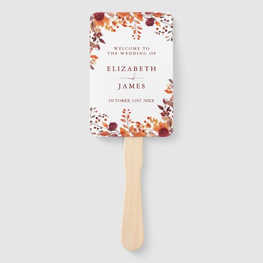 Rustikales Herbst-Blätter Hochzeitsprogramm Fächer (Vorderseite)