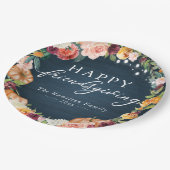 Rustikales Herbst-Blumen-Friendsgiving-Dinner Pappteller (Schrägansicht)