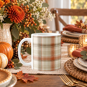 Rustikales Herbst-Classic-Plaid Rust Creme Braun Kaffeetasse