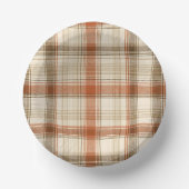 Rustikales Herbst-Classic-Plaid Rust Creme Braun Pappteller (Vorderseite)