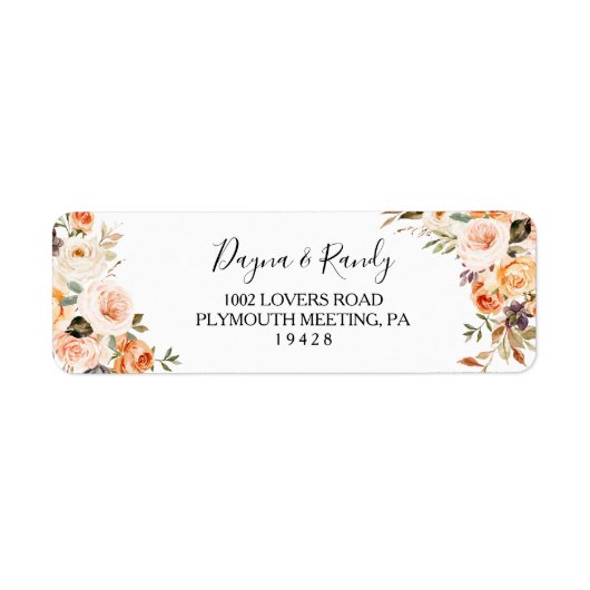 Rustikales Herbst Elegantes Floral Rücksendesiegel (Vorne)