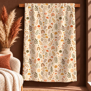 Rustikales Herbst-Kupfer-Braunorange-Blumen-Regenb Fleecedecke