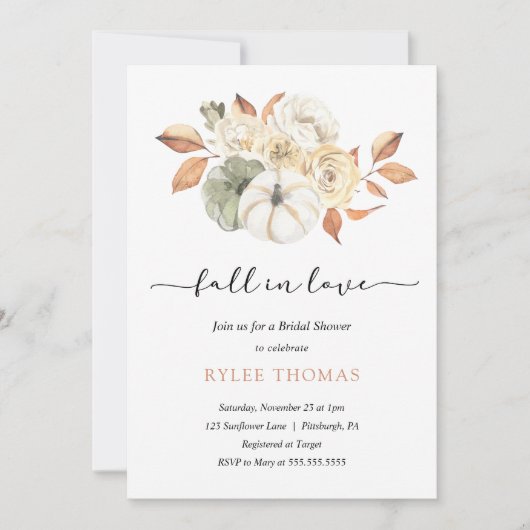 Rustikales Herbst-Kürbiskolonne Brautparty Einladung (Vorderseite)