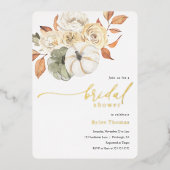 Rustikales Herbst-Kürbiskolonne Brautparty Folieneinladung (Vorderseite)