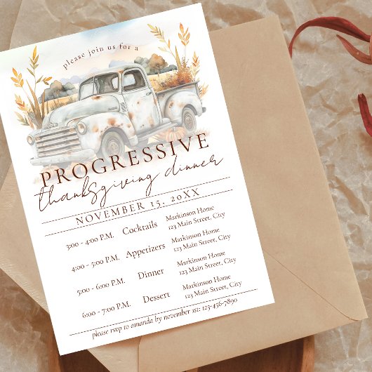 Rustikales Herbst-Lieferwagen Progressives Thanksg Einladung