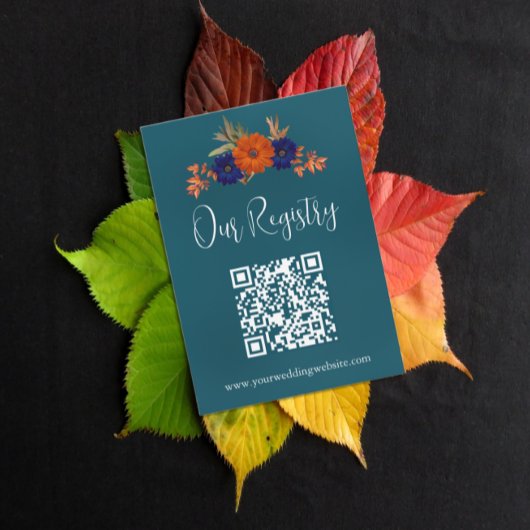 Rustikales Herbst-Orange Blue Floral Wedding Regis Begleitkarte