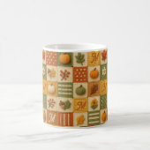 Rustikales Herbst-Patchwork-Kürbis-Monogramm Kaffeetasse (Mittel)