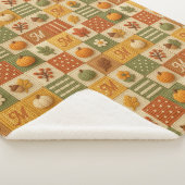 Rustikales Herbst-Patchwork-Kürbis-Monogramm Sherpadecke (3/4)