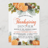 Rustikales Herbst Pumpkin Erntedank Dinner Einladung (Vorne/Hinten)
