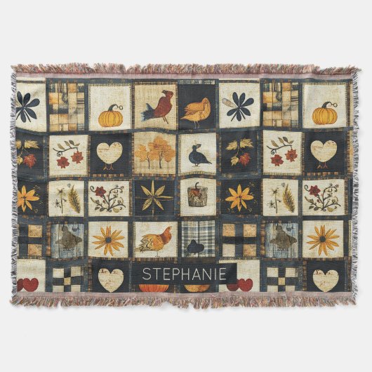 Rustikales Herbst-Quilmuster | Bauernhaus Patchwor Decke (Vorderseite)