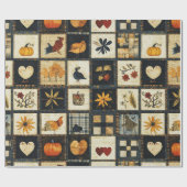 Rustikales Herbst-Quilmuster | Bauernhaus Patchwor Geschenkpapier (Flach)
