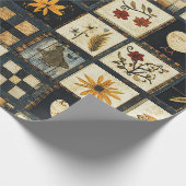 Rustikales Herbst-Quilmuster | Bauernhaus Patchwor Geschenkpapier (Ecke)
