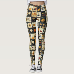 Rustikales Herbst-Quilmuster Bauernhaus Patchwor Leggings