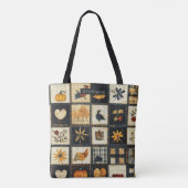 Rustikales Herbst-Quilmuster | Bauernhaus Patchwor Tasche (Rückseite)