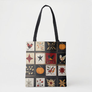 Rustikales Herbst-Quilmuster Harvest Folk Motifs Tasche