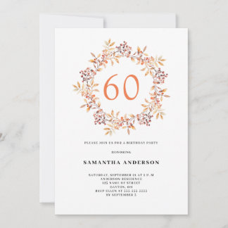 Rustikales Herbstblatt Berry 60. Geburtstagsparty Einladung