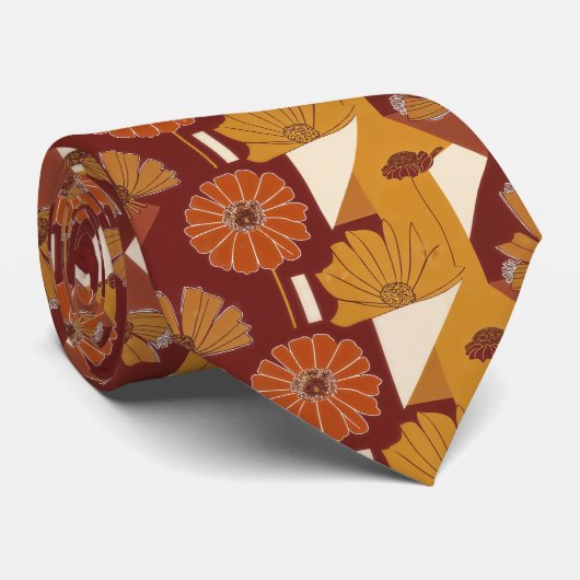 Rustikales Herbstblumen-Geometrisches Muster (1) Krawatte (Gerollt)