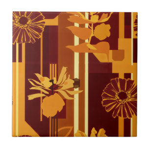 Rustikales Herbstblumen-Geometrisches Muster (5) Fliese