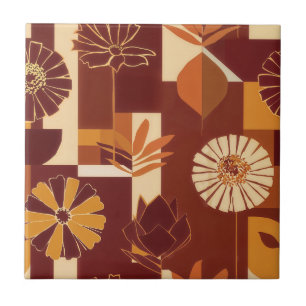 Rustikales Herbstblumen-Geometrisches Muster (6) Fliese