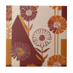 Rustikales Herbstblumen-Geometrisches Muster (8) Fliese