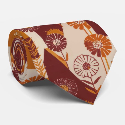 Rustikales Herbstblumen-Geometrisches Muster (8) Krawatte (Gerollt)