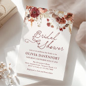 Rustikales Herbstburgund-Brautparty Einladung