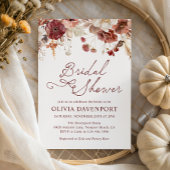 Rustikales Herbstburgund-Brautparty Einladung