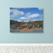 Rustikales Herbstdisplay | Glücklicher Fall Ya'll  Leinwanddruck (Insitu (Holzboden))