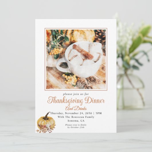 Rustikales Herbstessen Erntedank Einladung (Stehend Vorderseite)