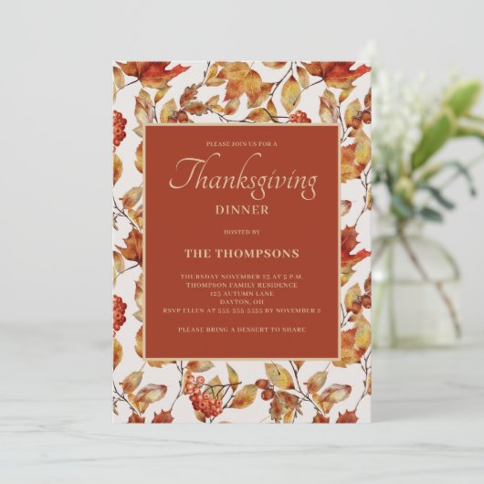 Rustikales Herbstessen lässt Erntedank essen Einladung (Stehend Vorderseite)