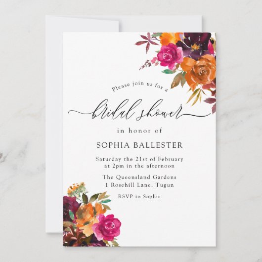 Rustikales Herbstfallen Brautparty Einladung (Vorderseite)