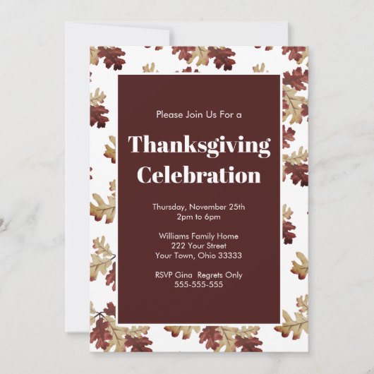 Rustikales Herbstfallen Erntedank Dinner Einladung (Vorderseite)